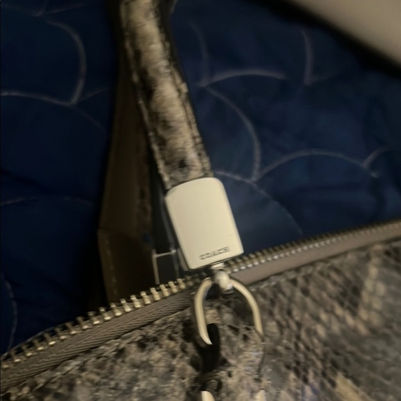 Coach Snake Print Satchel Bag - Black and Tan - Picture 7 of 10